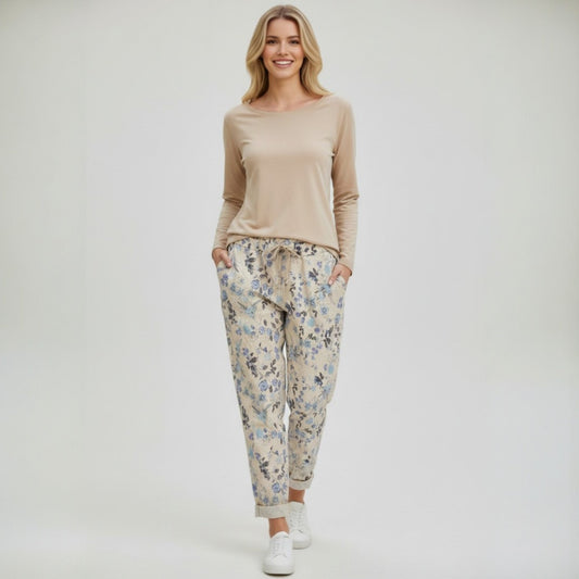 SARAI VISCOSE STRETCH SMALL FLORAL PANTS