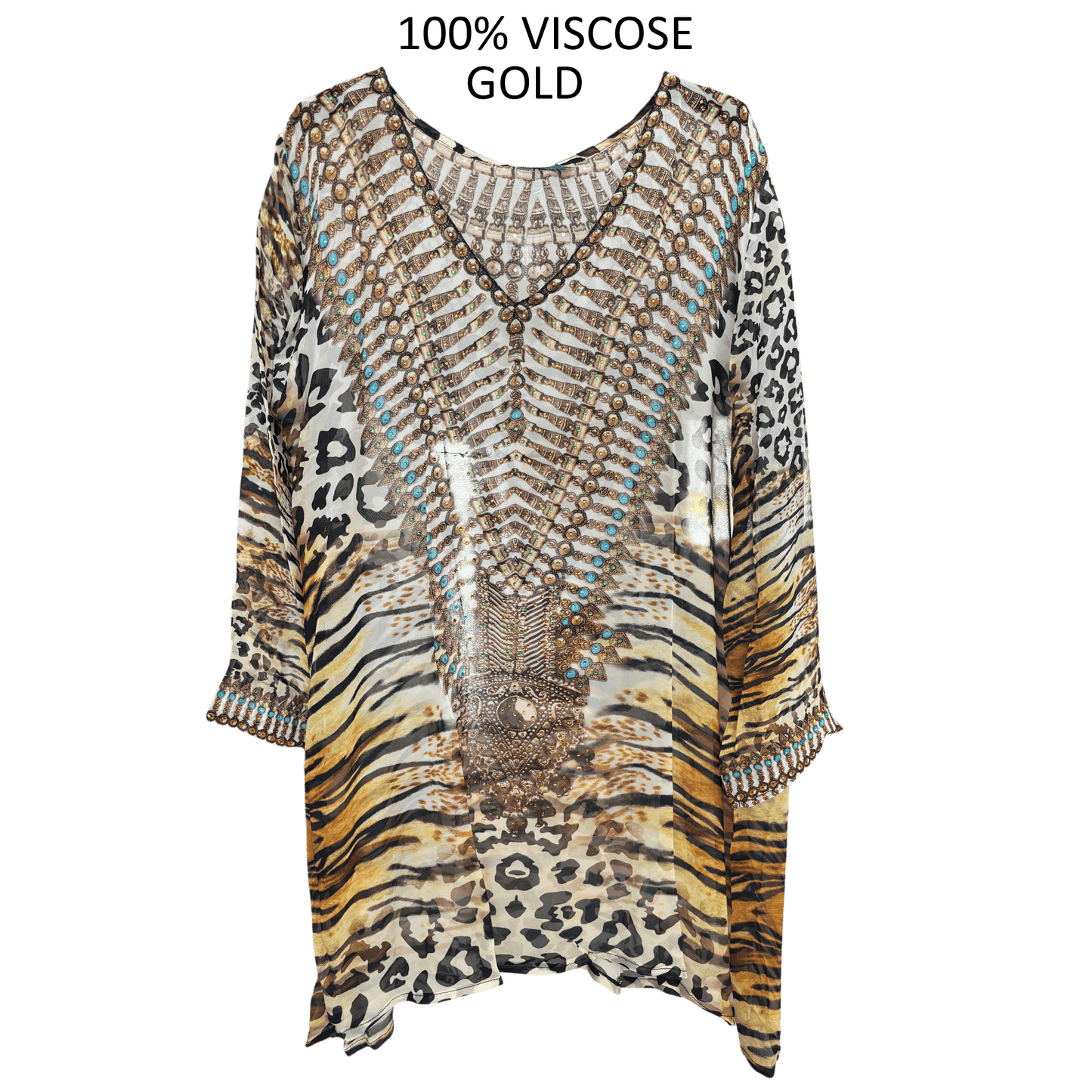 TALOOSHKA EMBELLISHED PRINT TUNIC SHEBA