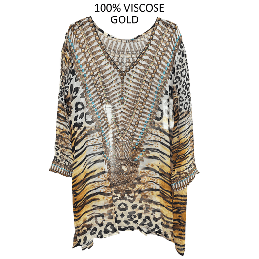 TALOOSHKA EMBELLISHED PRINT TUNIC SHEBA