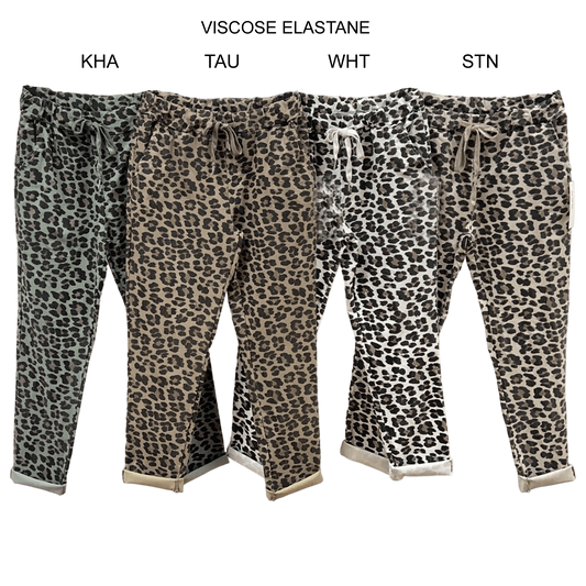 CORDELIA VISCOSE ELASTANE CHEETAH PRINT PANTS