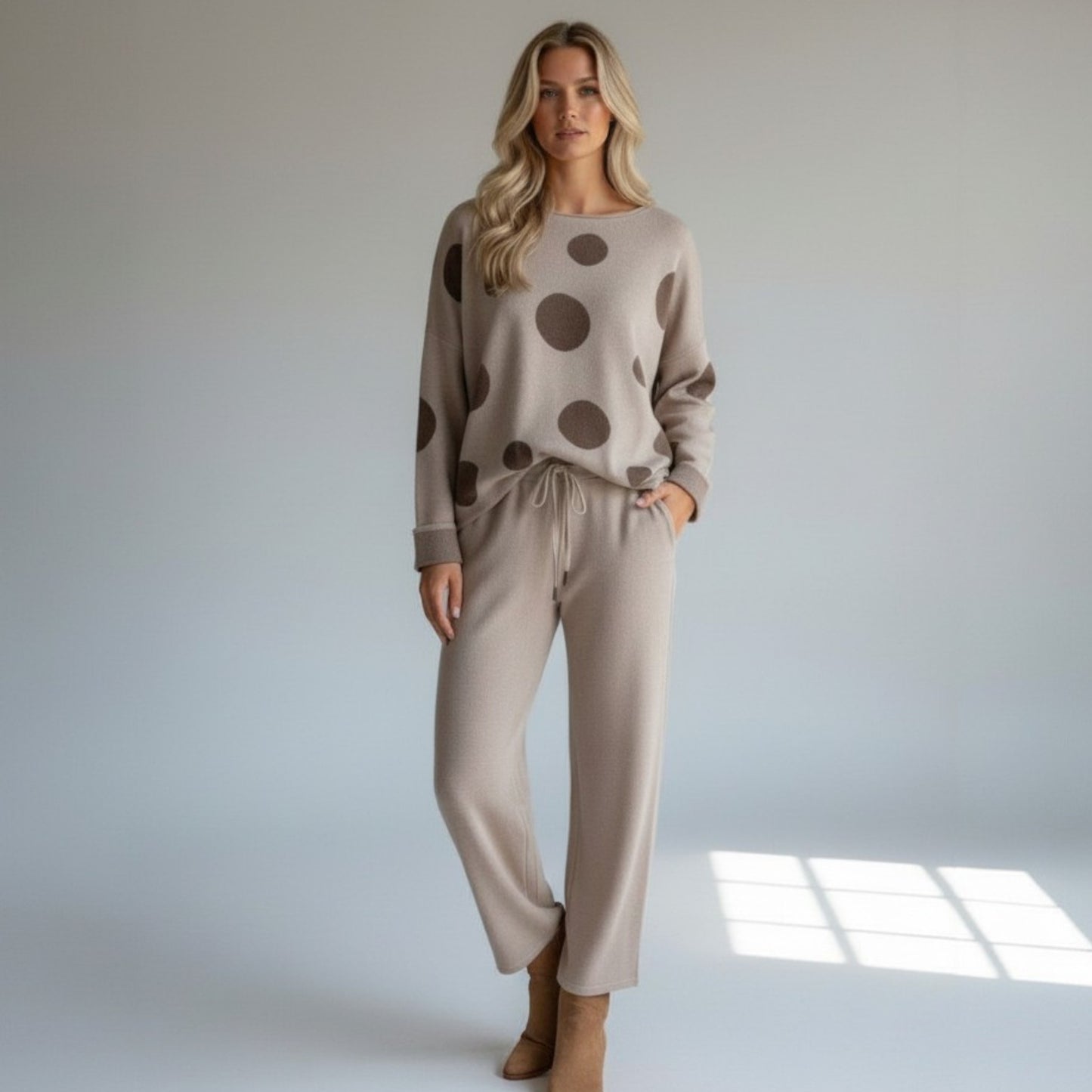 MADILYN MIX WOOL JERSEY KNIT DOTTED PANTS SET