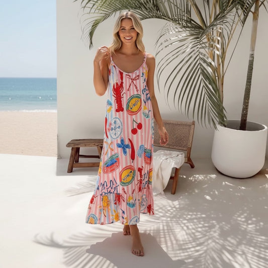 JEMIMA VISCOSE LOBSTER PRINT DRESS