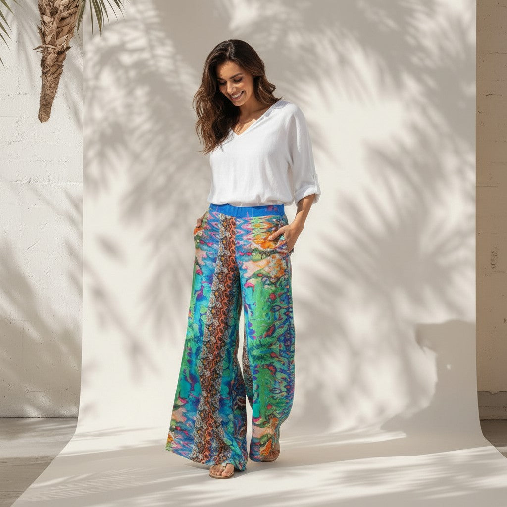 TALOOSHKA EMBELLISHED PRINT PANTS