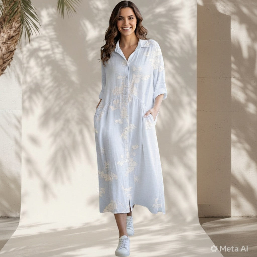 HENRIETTA COTTON EMB LONG DRESS