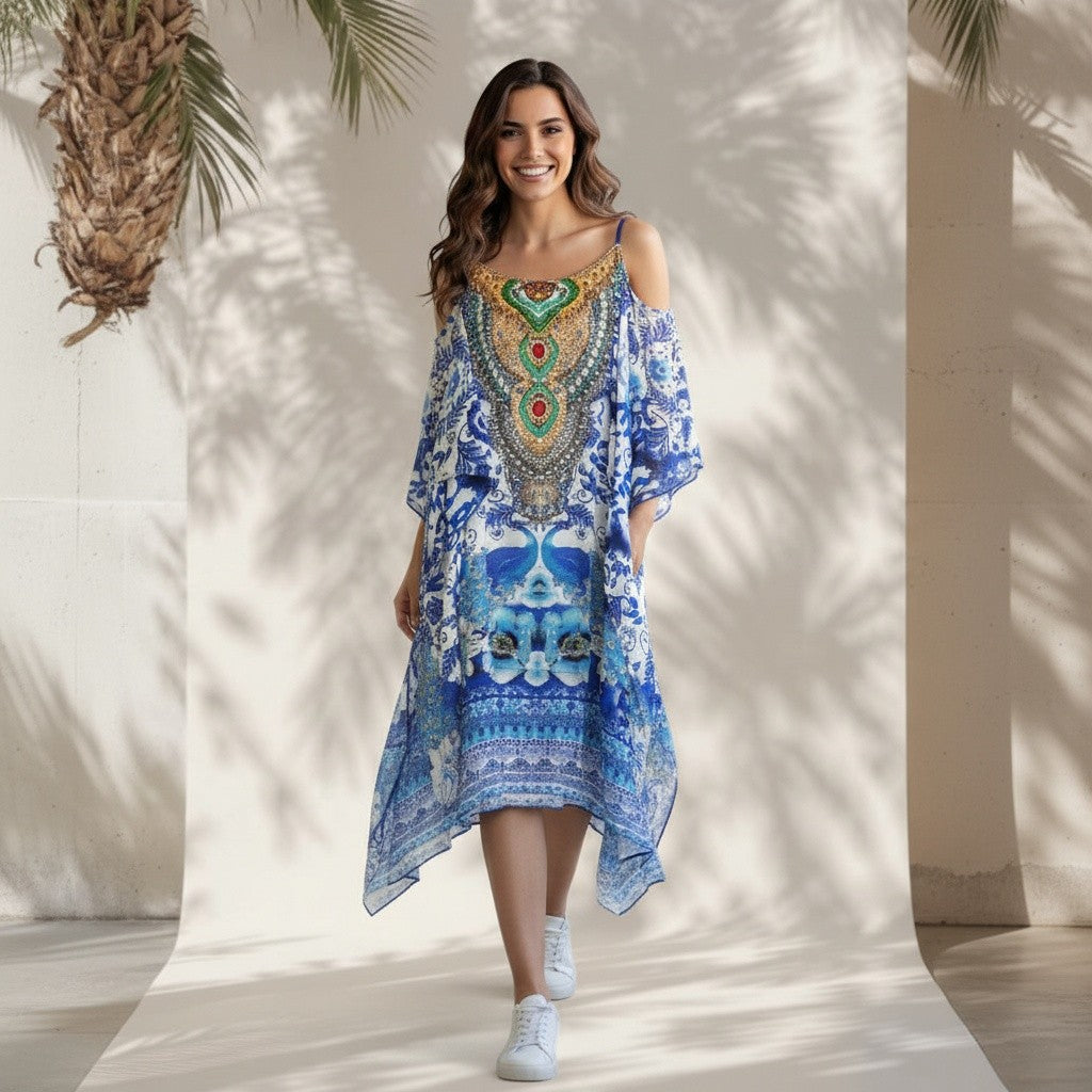 MEDIUM GEORGETTE OPEN SHOULDER KAFTAN