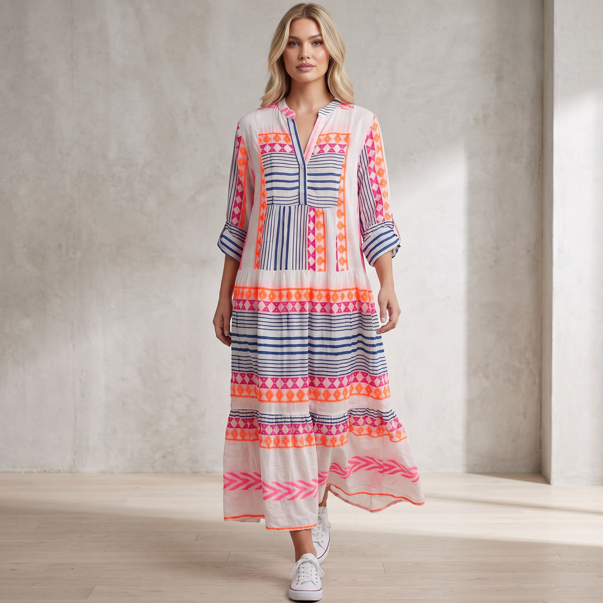 MEADOW COTTON PRINT MIDI DRESS