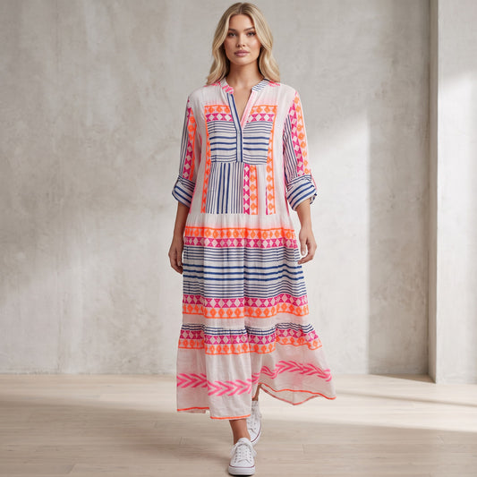 MEADOW COTTON PRINT MIDI DRESS