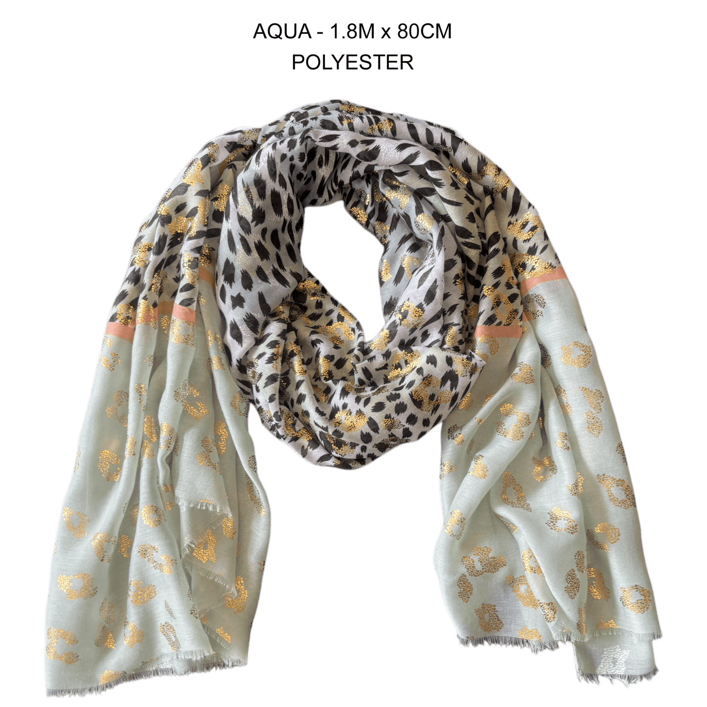 GENESIS SILK BLEND CHEETAH FOIL PRINT SCARF 1.8M X 80CM