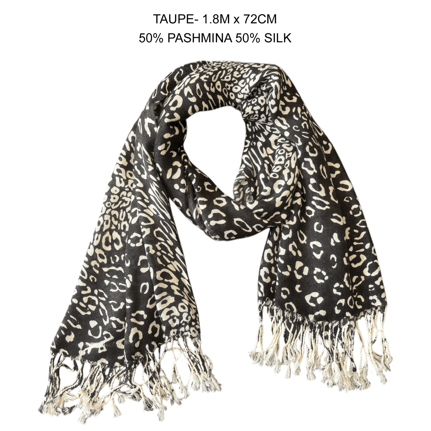 RYLEE SILK BLEND CHEETAH PRINT SCARF 1.8M X 72CM