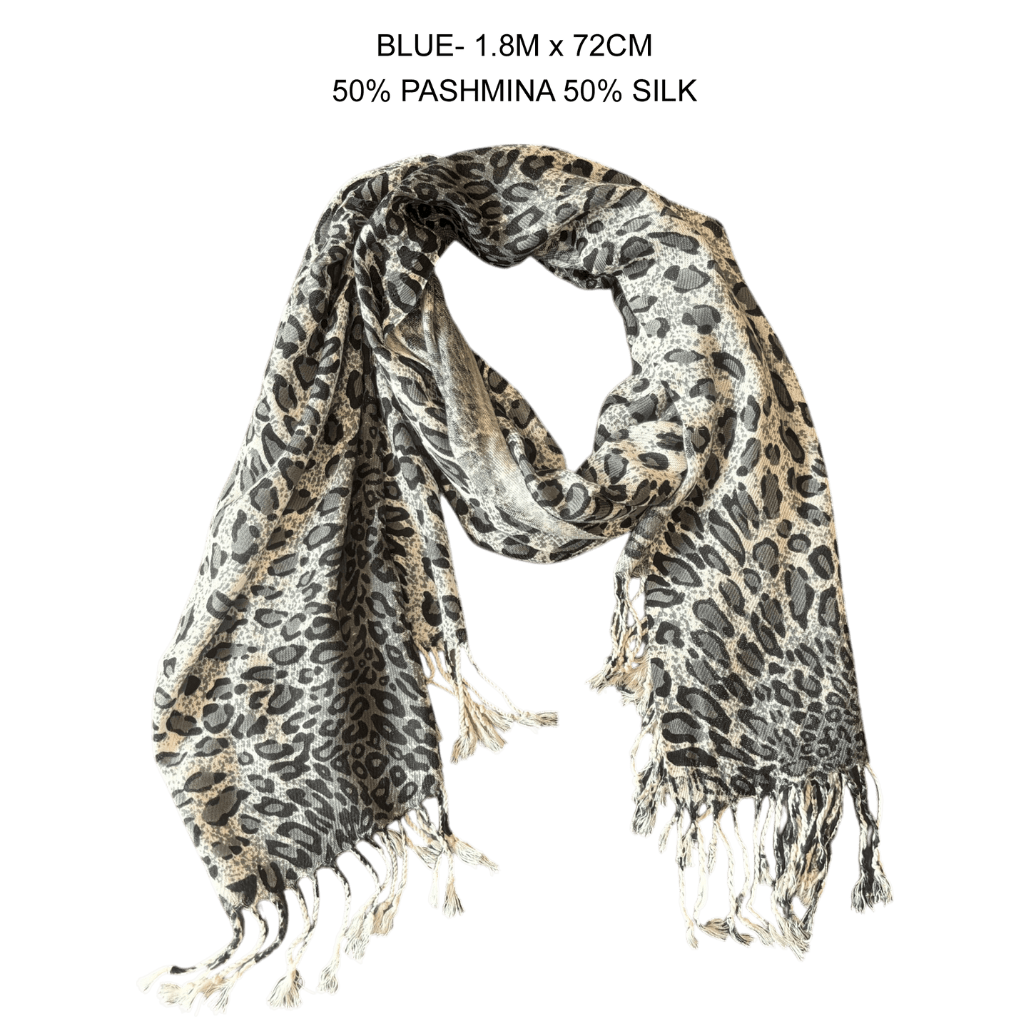 RYLEE SILK BLEND CHEETAH PRINT SCARF 1.8M X 72CM