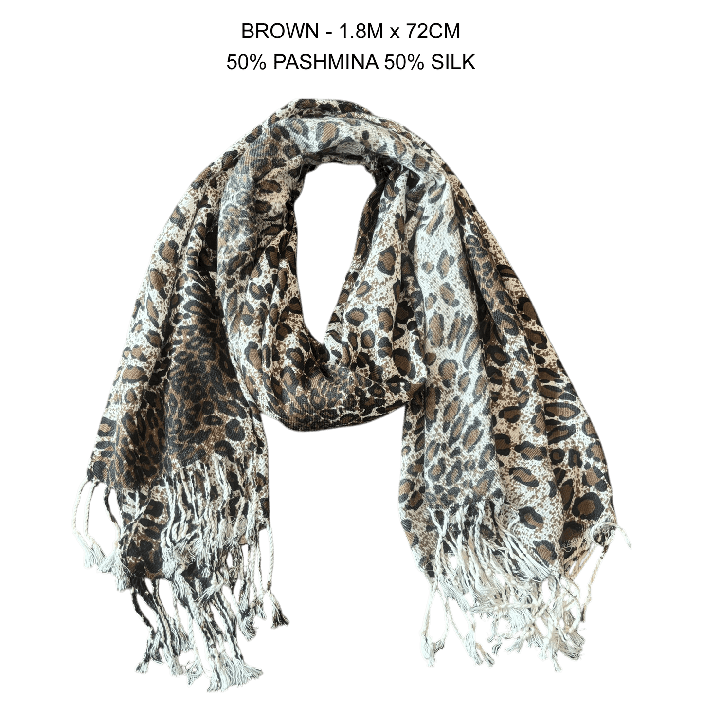 RYLEE SILK BLEND CHEETAH PRINT SCARF 1.8M X 72CM