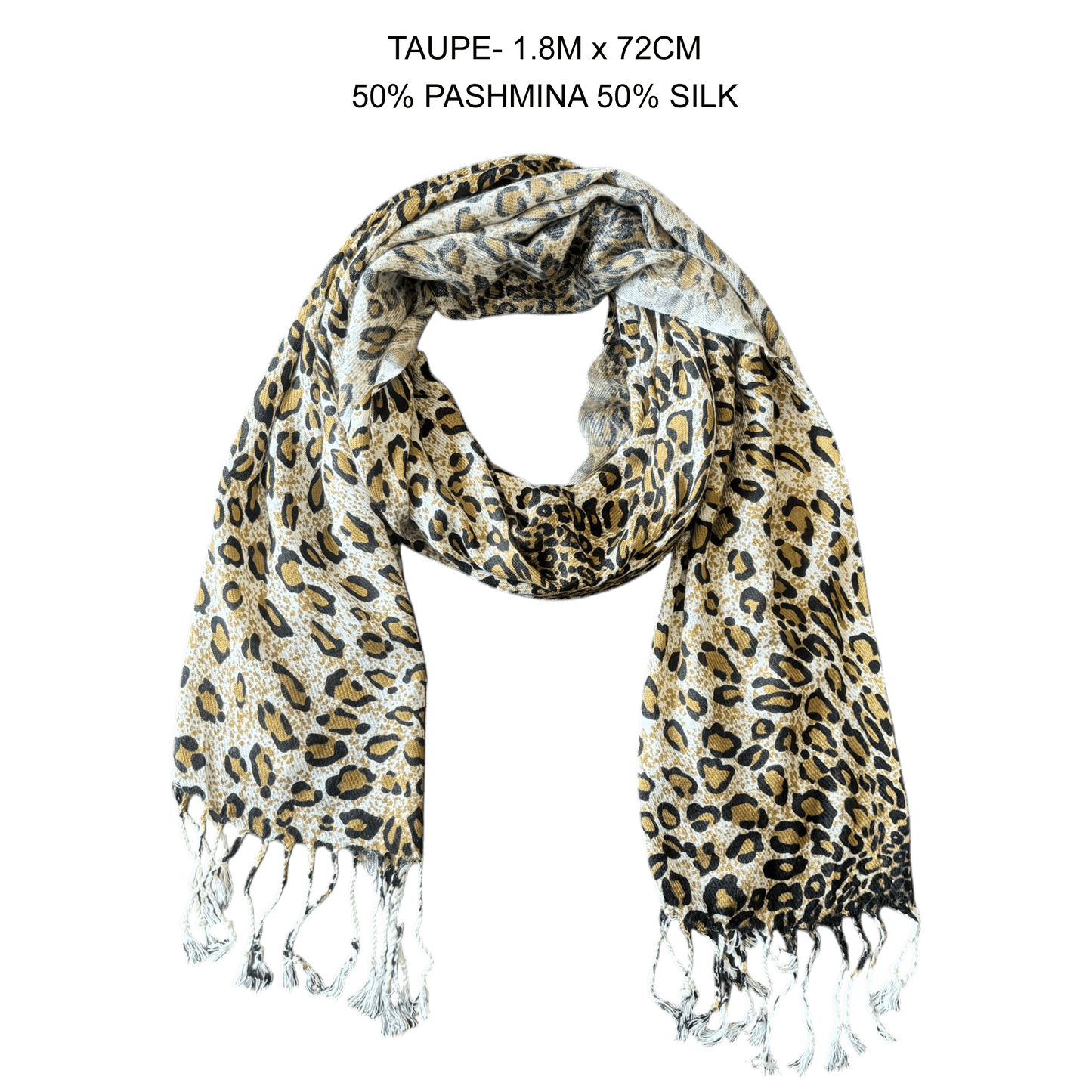 RYLEE SILK BLEND CHEETAH PRINT SCARF 1.8M X 72CM