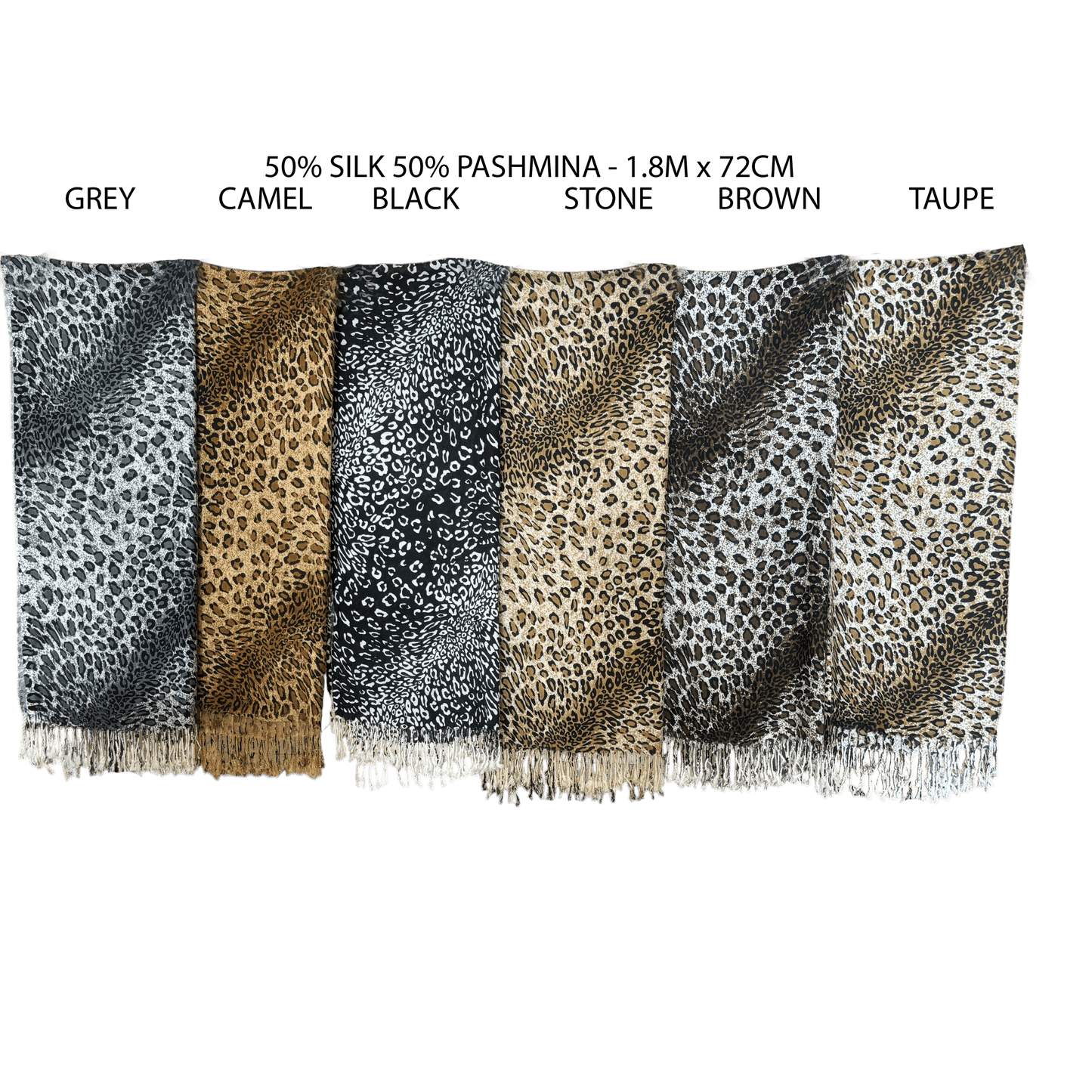 RYLEE SILK BLEND CHEETAH PRINT SCARF 1.8M X 72CM