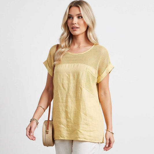 ESTHER COTTON MIX NET BARREL TOPS
