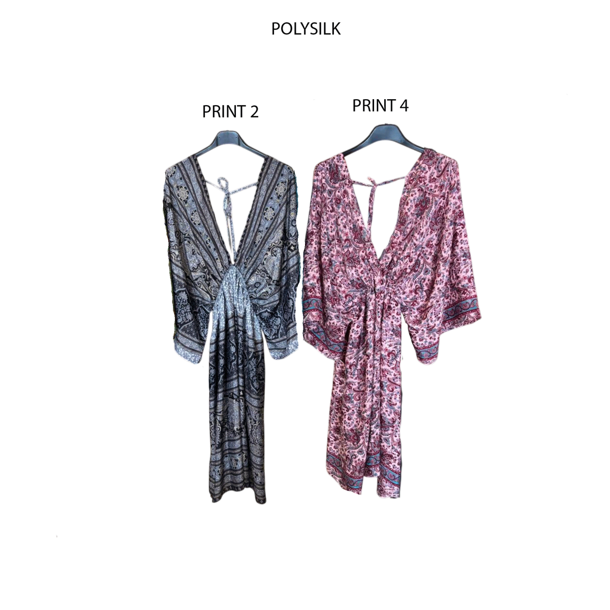 KARINA POLYSILK KIMONO PRINT MIDI DRESS