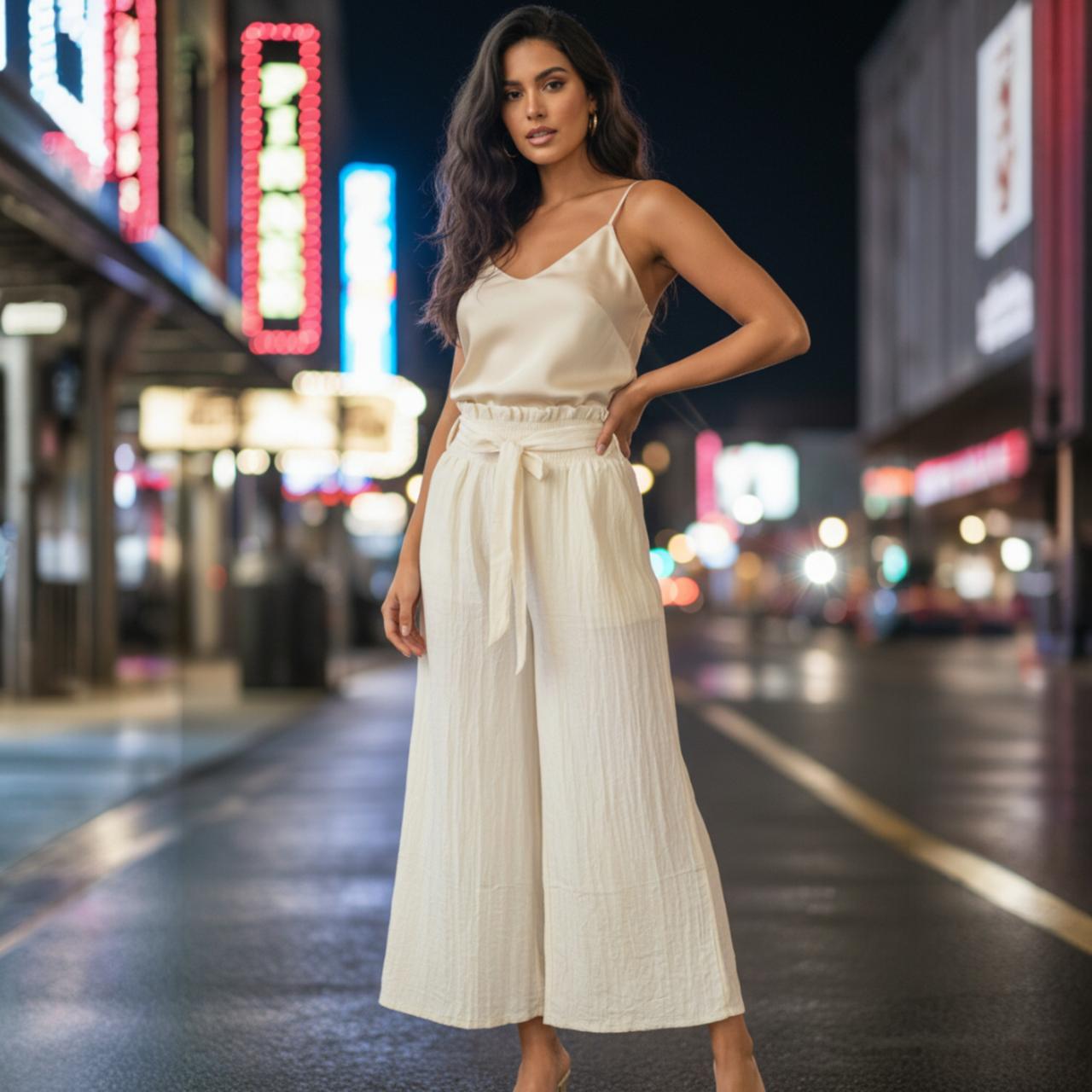 ALLONA SILKY TENCEL BLEND WIDE LEG PANTS