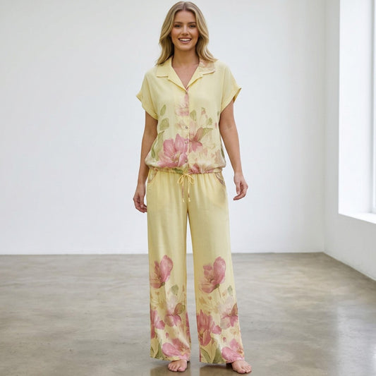 THEODORA VISCOSE FLOWER PANTS SET