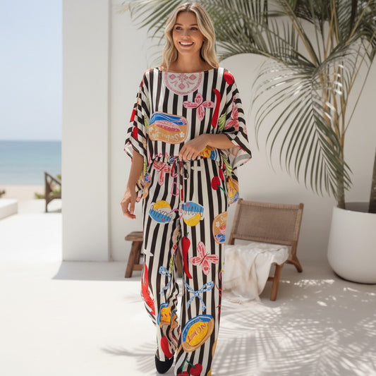 KATHLEEN VISCOSE LOBSTER PRINT PANTS SET