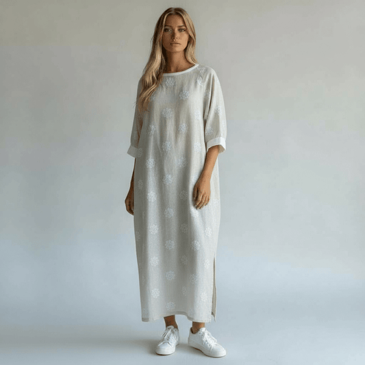 LEILA LINEN FLOWER PRINT DRESS