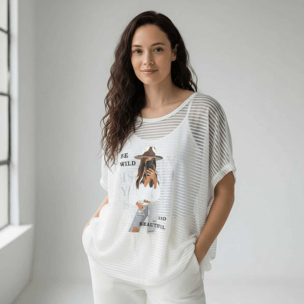 TESSA VISCOSE NET PRINTED SHIRT