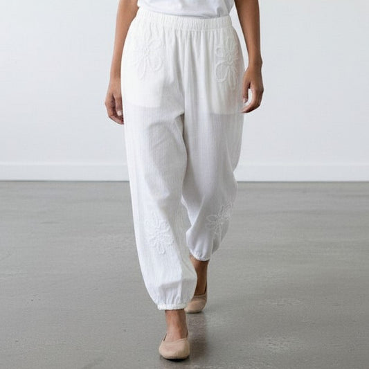 EVELINE COTTON EMB PANTS