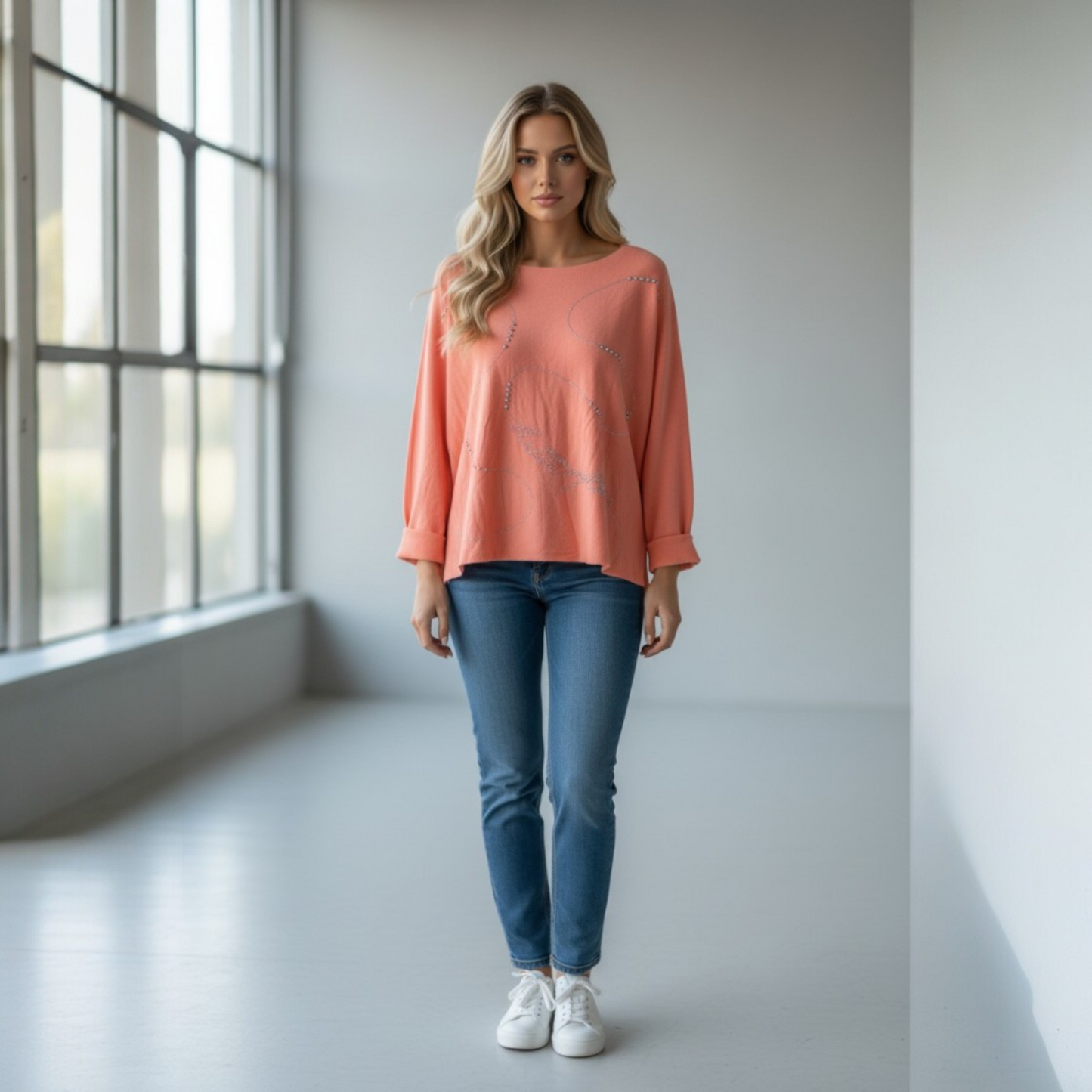 YANA SOFT KNIT DIAMANTE SPARKLE TOP