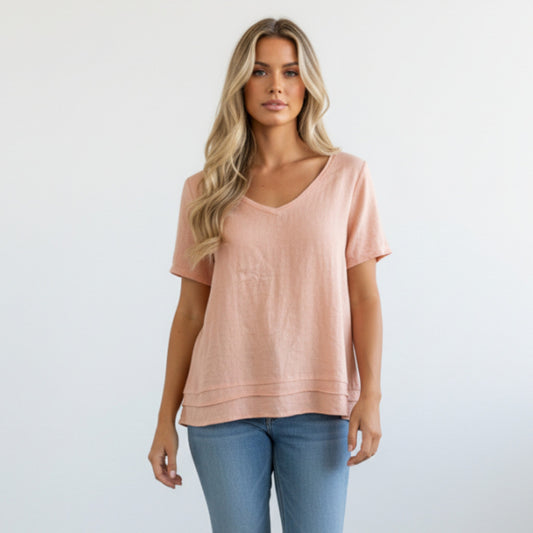 FRANCA COTTON V-NECK TOP