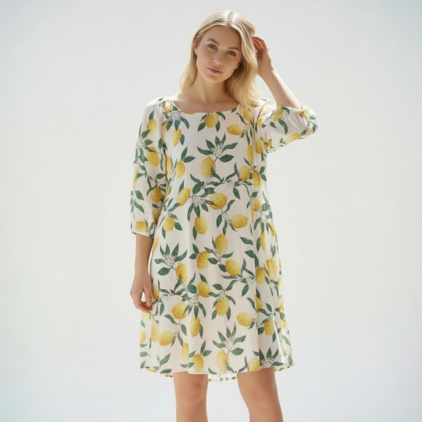 WISTERIA SOFT VISCOSE PUFF SLEEVE DRESS