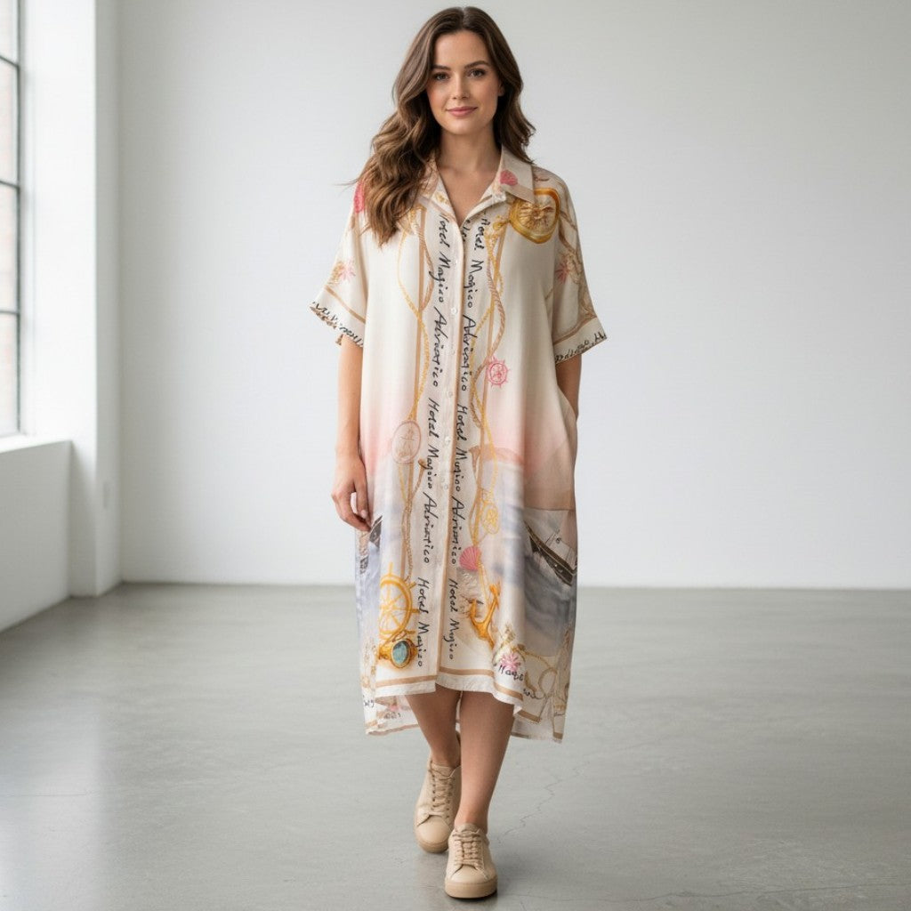 SYBIL SILK MIX PRINTED DRESS