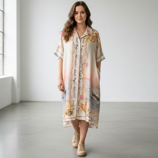 SYBIL SILK MIX PRINTED DRESS