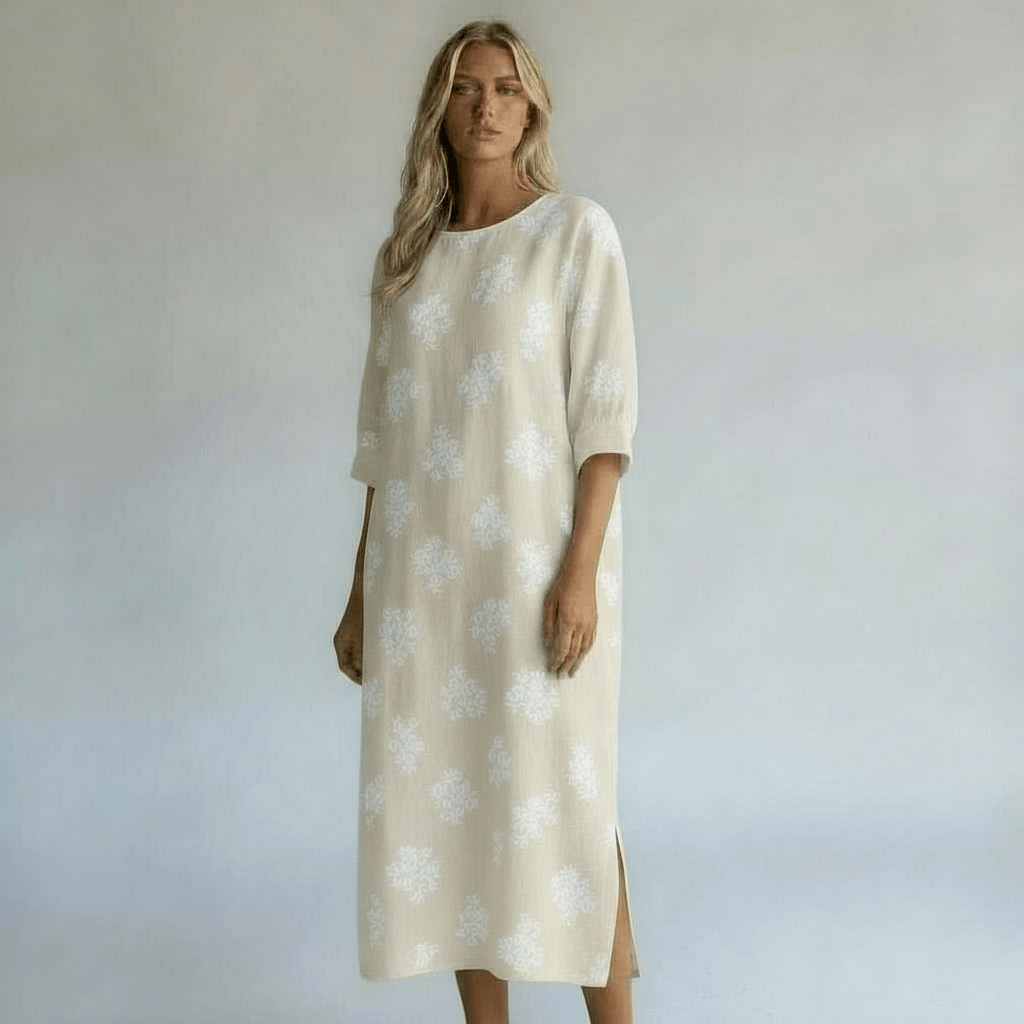 MICHELLE LINEN FLORAL PRINT DRESS