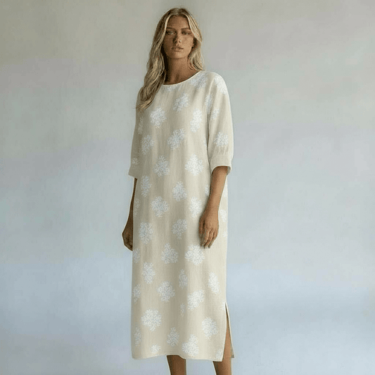 MICHELLE LINEN FLORAL PRINT DRESS
