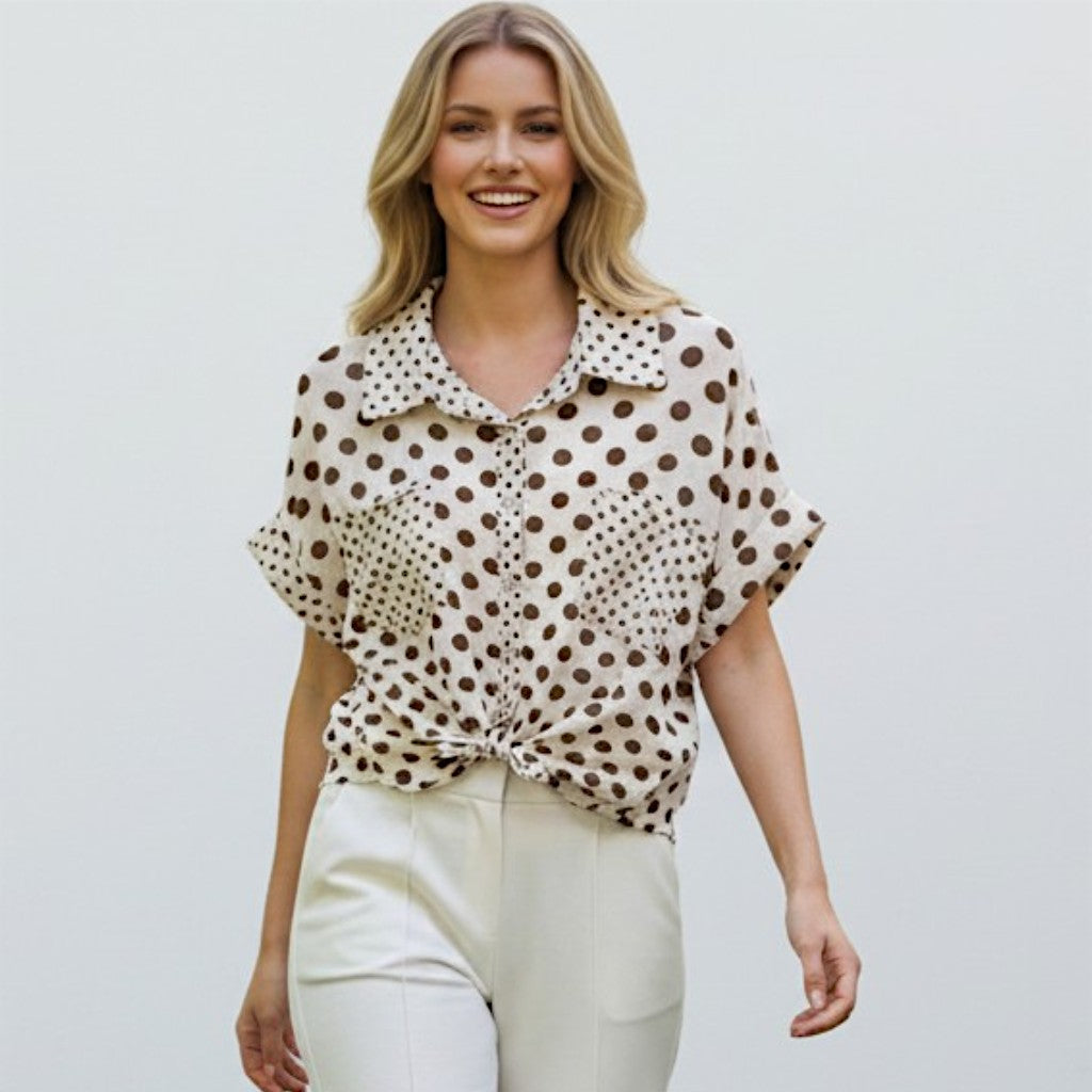 RENE COTTON MIX POLKA SHIRT