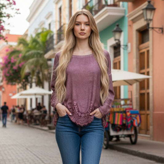 MARLEY SATIN LACE HEM TOP