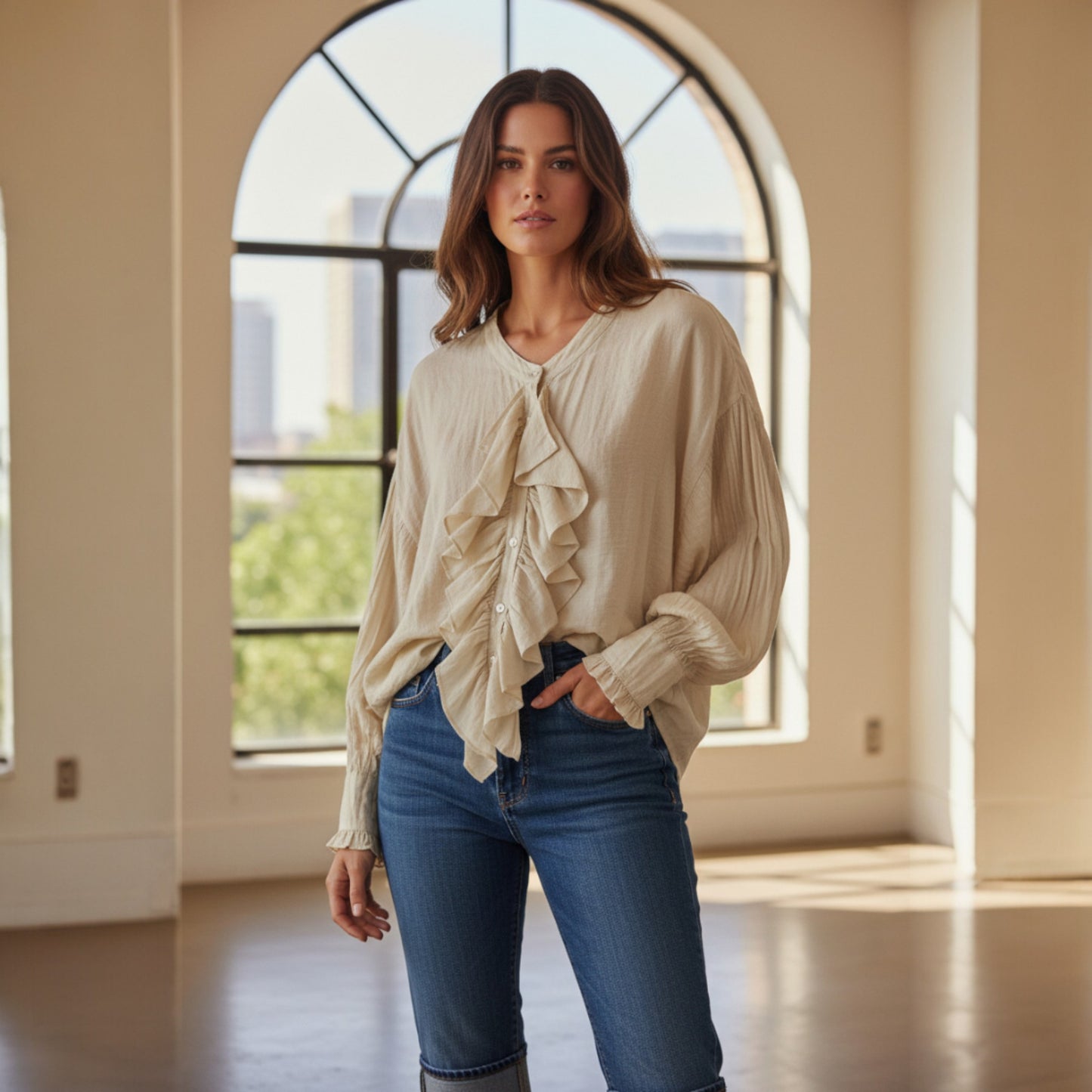 DINA COTTON FRILL SHIRT