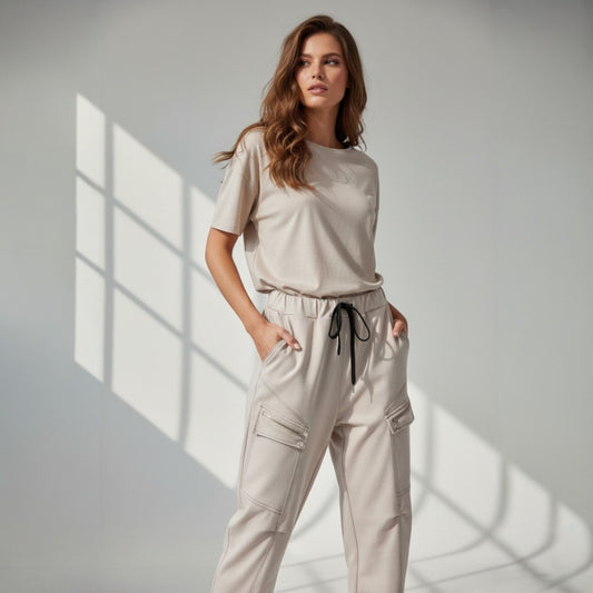 PRESLEY VISCOSE ELASTANE ZIP PANEL PANTS
