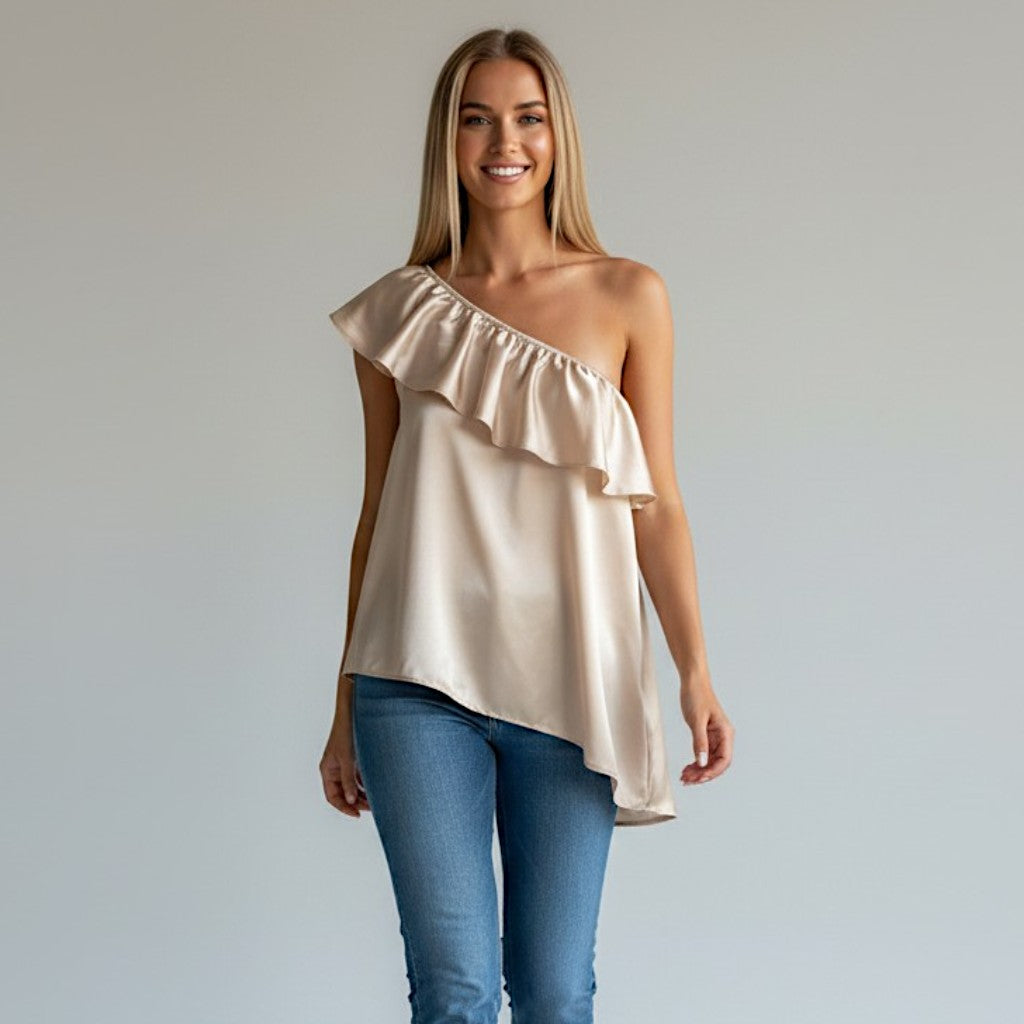 OFF-SHOULDER FRILL TOP