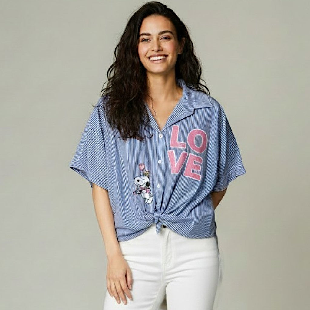 MAGGIE COTTON BLEND LOVE SHIRT