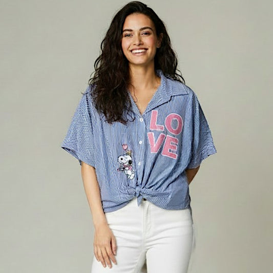 MAGGIE COTTON BLEND LOVE SHIRT