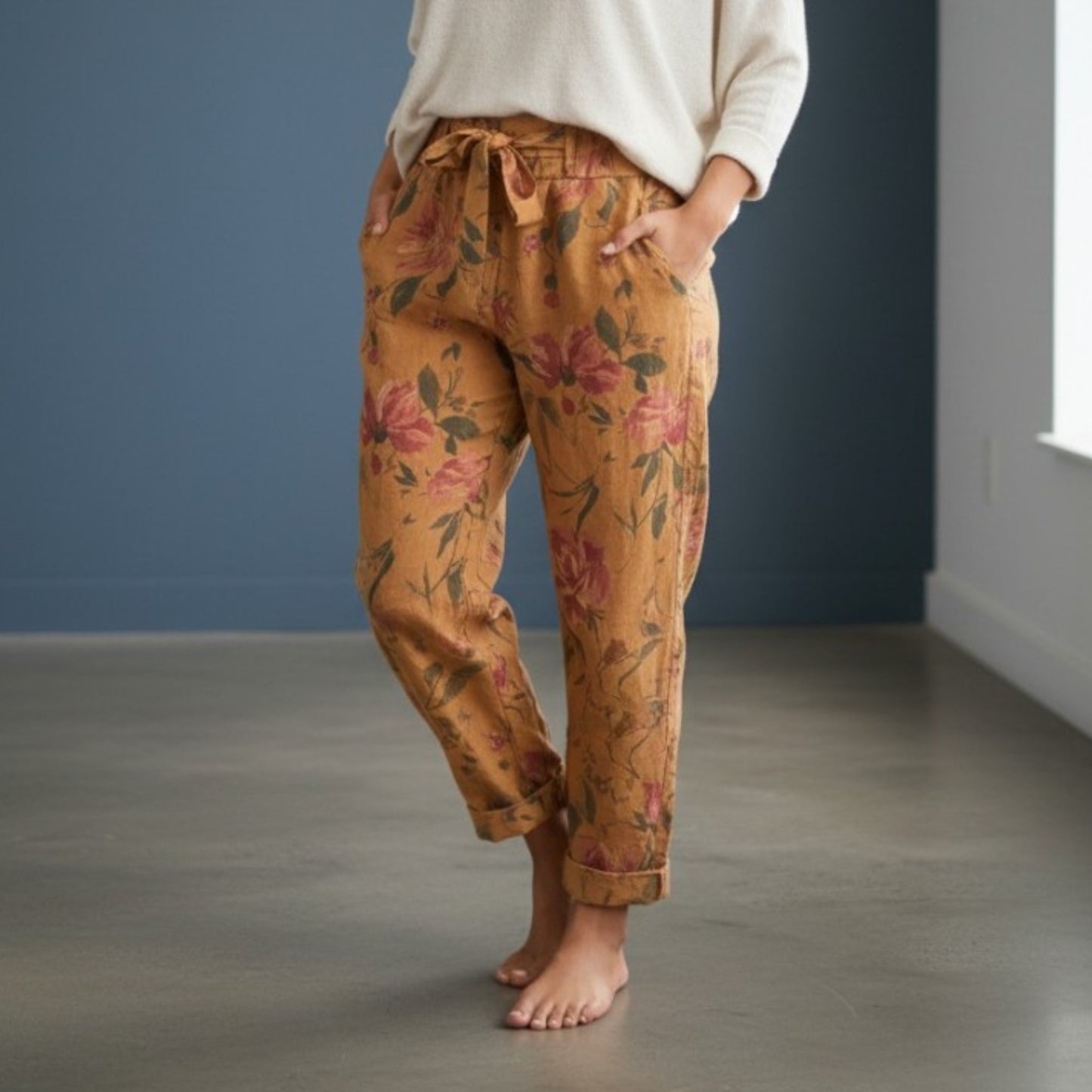CAMRYN VISCOSE STRETCH FLORAL PANTS