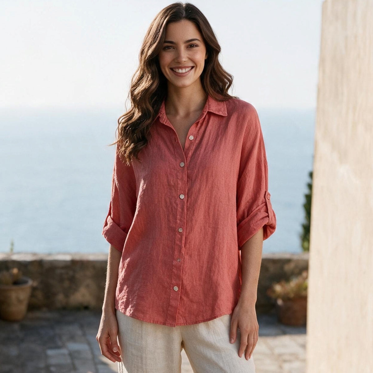 MIRIAM LINEN BUTTON UP SHIRT