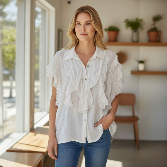 NADINE COTTON FRILL SHIRT