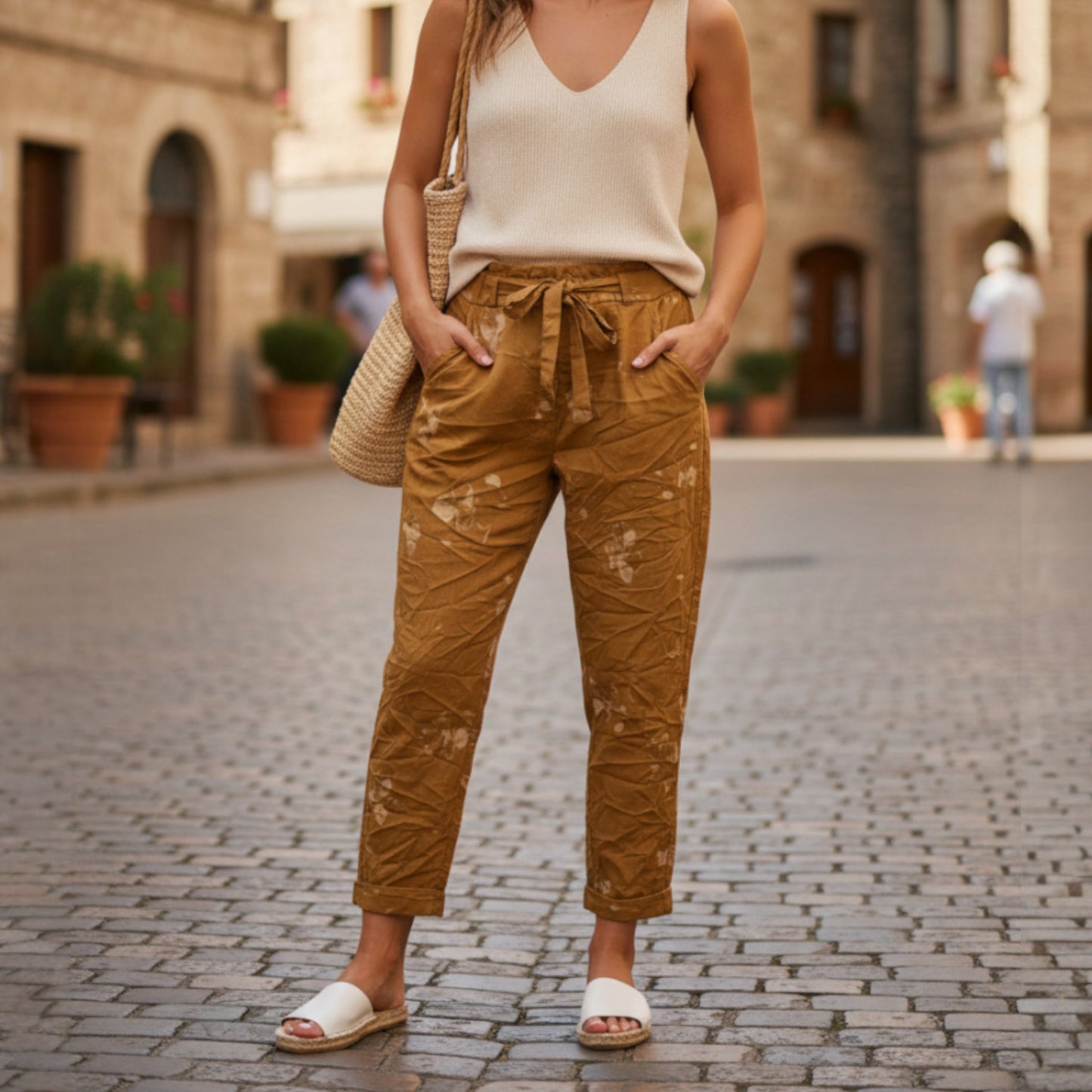 HARMONY VISCOSE STRETCH FLOWER PRINT PANTS