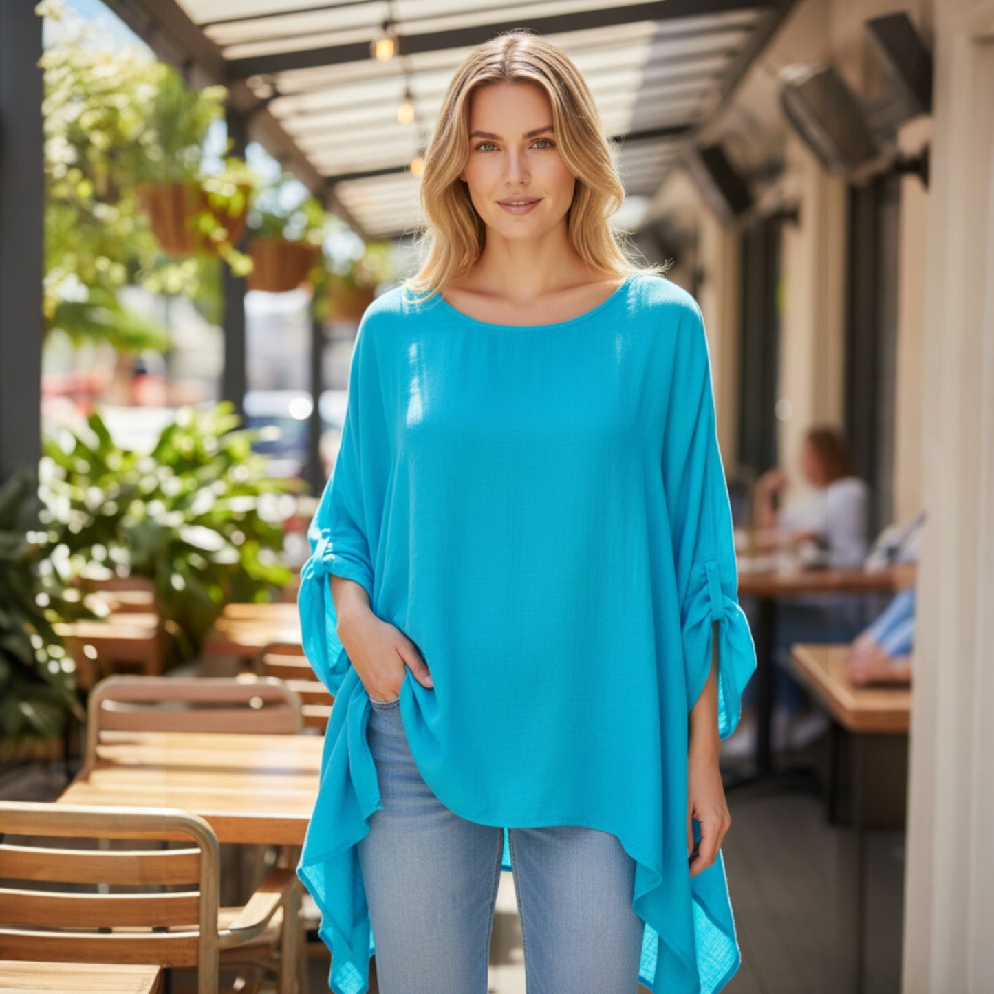 ISOLINA SILK PLAIN BATWING TOP