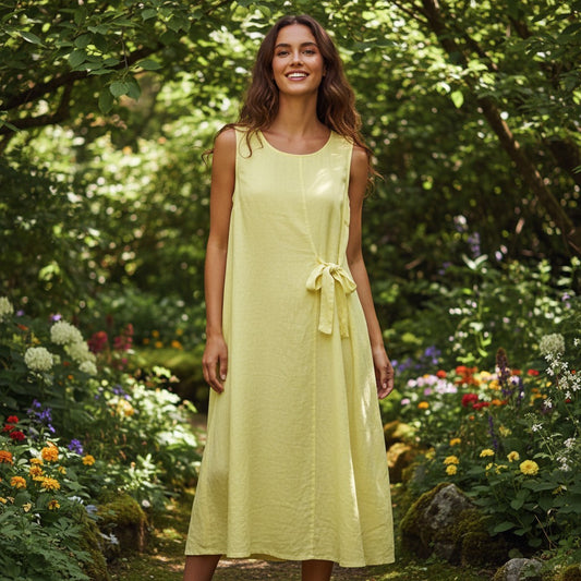 JANET LINEN TIE DRESS