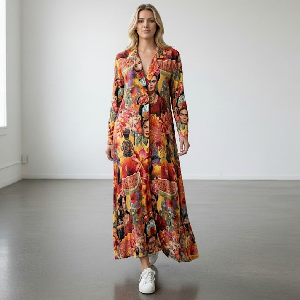 MAY VISCOSE PRINTED SHIRT LONG DRESS