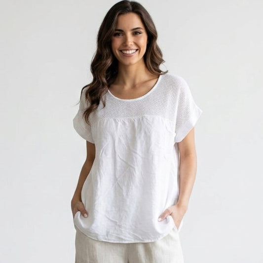 ESTHER COTTON MIX NET BARREL TOPS