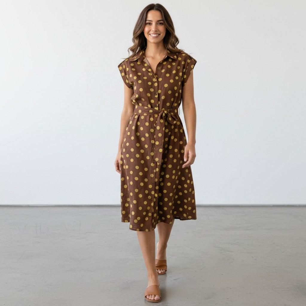 FRANCES COTTON POLKA DOT SHIRT DRESS