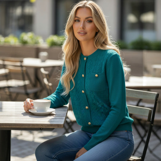 DIANA VISCOSE STRETCH KNIT CARDIGAN TOP