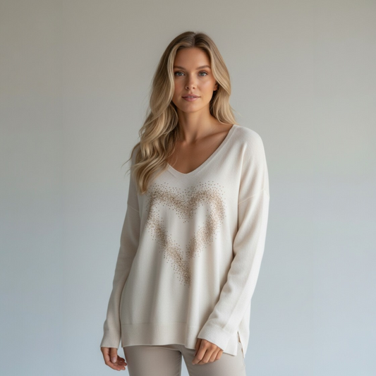 ALLIE JERSEY KNIT STUDDED HEART TOP